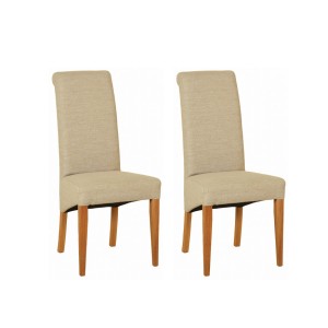 Divine Furniture True Oak Furniture Beige Fabric Chair (Pair) Divine Furniture True Oak Furniture Beige Fabric Chair (Pair)