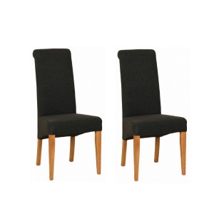 Divine Furniture True Oak Furniture Charcoal Fabric Chair (Pair)