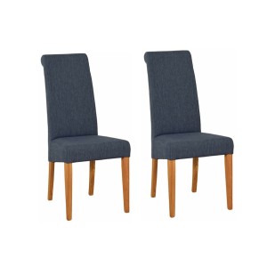 Divine Furniture True Oak Furniture Blue Fabric Chair (Pair)