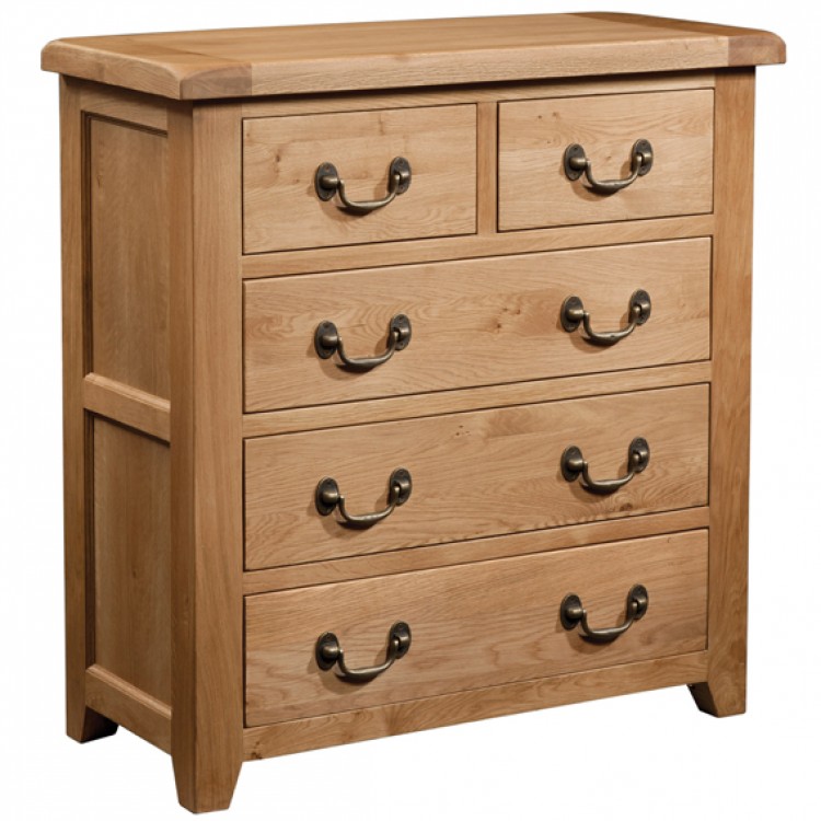 Summertown Rustic Oak Furniture 2 over 3 Drawer Storage Chest