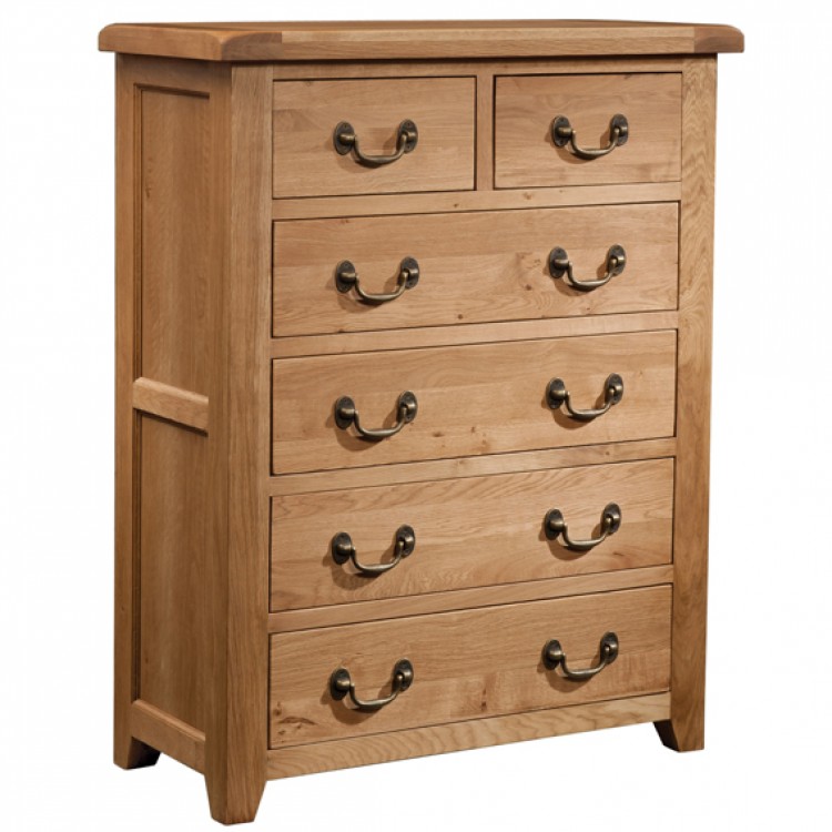 Summertown Rustic Oak Furniture 2 over 4 Drawer Storage Chest