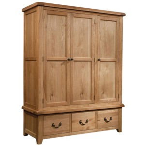 Summertown Rustic Oak Furniture 3 Drawer Triple Wardrobe Summertown Rustic Oak Furniture 3 Drawer Triple Wardrobe