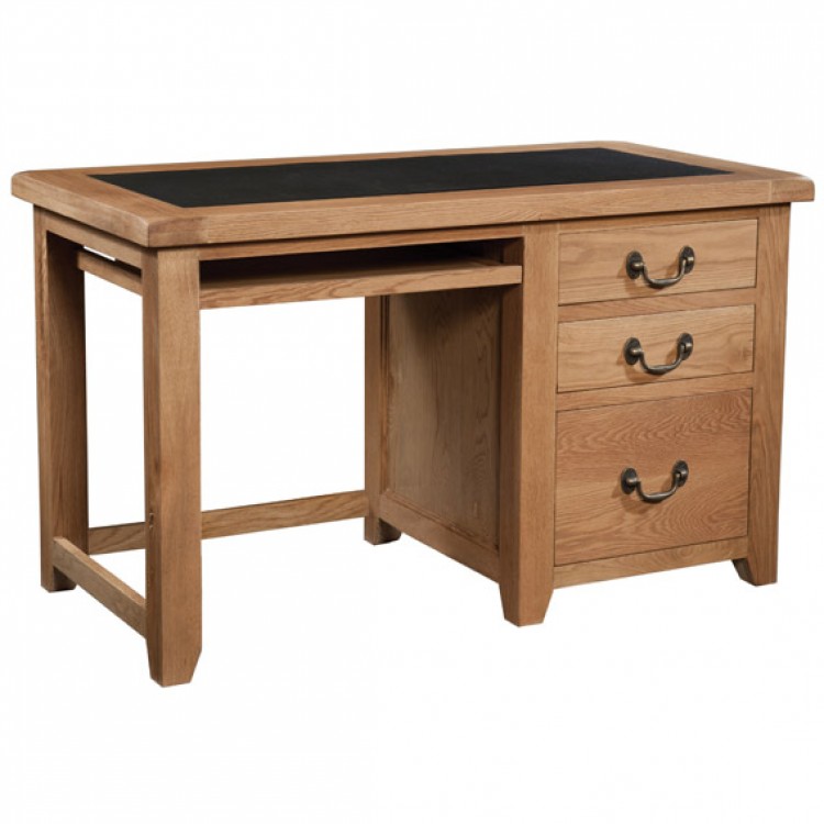 Summertown Rustic Oak Furniture Office Desk with PU Top