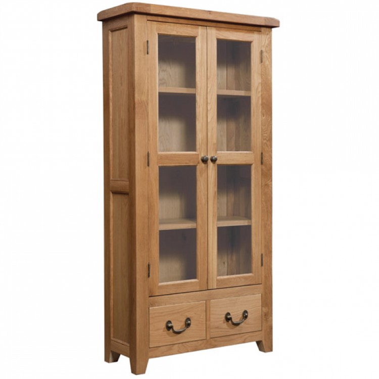 Summertown Rustic Oak Furniture 2 Door Display Cabinet