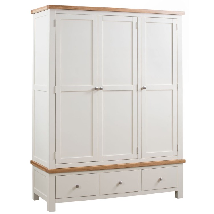 Divine Furniture Dortmund Ivory Painted Furniture Triple Wardrobe