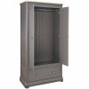 Stone Grey Painted Furniture Double Wardrobe with Drawer