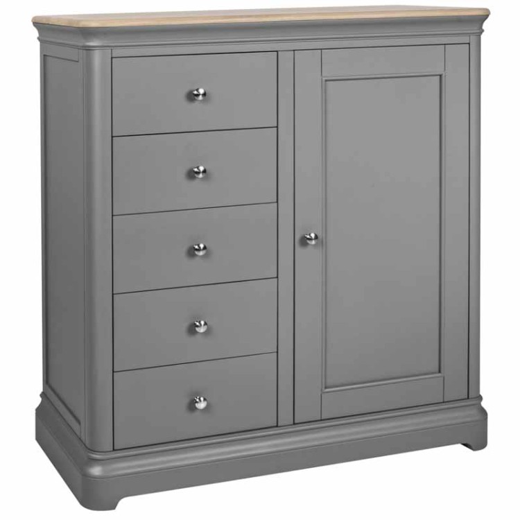 Stone Grey Painted Furniture 5 Drawer Gents Chest