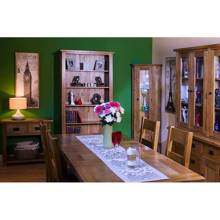 Devonshire Rustic Oak Glass Corner, Corner Dining Room Cabinet Rustic