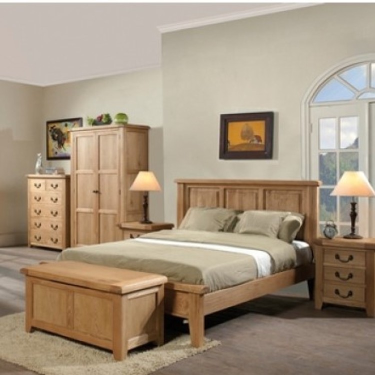 Somerset Rustic Oak Bedroom Low Foot End King Size Bed 5ft Oak Furniture House