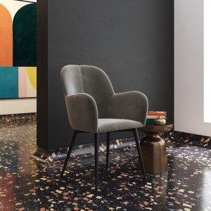 Fitz Upholstered Furniture Grey Velvet Accent Chair Fitz Upholstered Furniture Grey Velvet Accent Chair