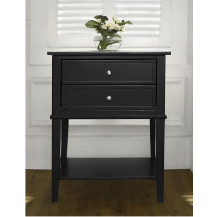 Franklin Wooden Furniture Black Accent Table with 2 Drawers 5062596COMUK