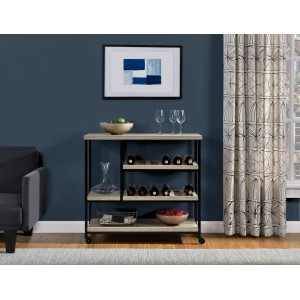 Elmwood Wooden Furniture Distressed Grey Oak Multi-Purpose Rolling Cart Elmwood Wooden Furniture Distressed Grey Oak Multi-Purpose Rolling Cart