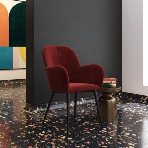Fitz Upholstered Furniture Burgundy Velvet Accent Chair Fitz Upholstered Furniture Burgundy Velvet Accent Chair