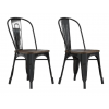 Fusion Metal Furniture Black Dining Chair with Wood Seat (Pair) C001101UK