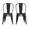 Fusion Metal Furniture Black Dining Chair with Wood Seat (Pair) C001101UK