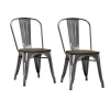 Fusion Metal Furniture  Antique Gun Metal Dining Chair With Wood Seat (Pair) C001105UK