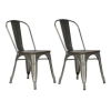 Fusion Metal Furniture  Antique Gun Metal Dining Chair With Wood Seat (Pair) C001105UK