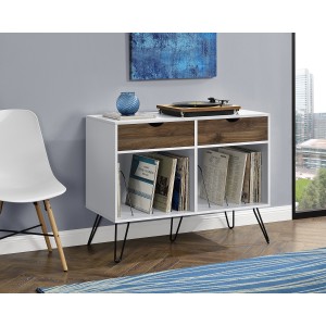 Concord Furniture White & Oak Turntable Stand with Drawers Concord Furniture White & Oak Turntable Stand with Drawers