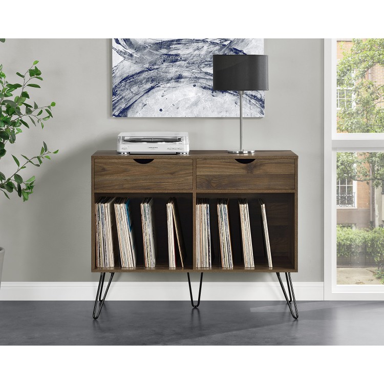 Concord Furniture Walnut Turntable Stand with Drawers