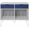 Concord Furniture White & Blue Turntable Stand with Drawers
