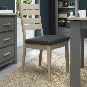 Bentley Designs Oakham Grey & Oak Slatted Dining Chair (Pair) Bentley Designs Oakham Grey & Oak Slatted Dining Chair (Pair)