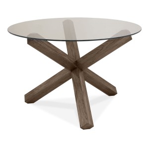 Bentley Designs Turin Dark Oak Glass Top Round Table 4 Seater Bentley Designs Turin Dark Oak Glass Top Round Table 4 Seater 2693-9