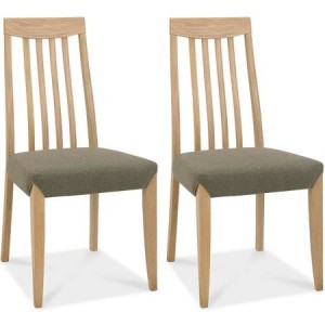 Bentley Designs Bergen Oak & Black Gold Slat Back Chair (Pair) Bentley Designs Bergen Oak & Black Gold Slat Back Chair (Pair)