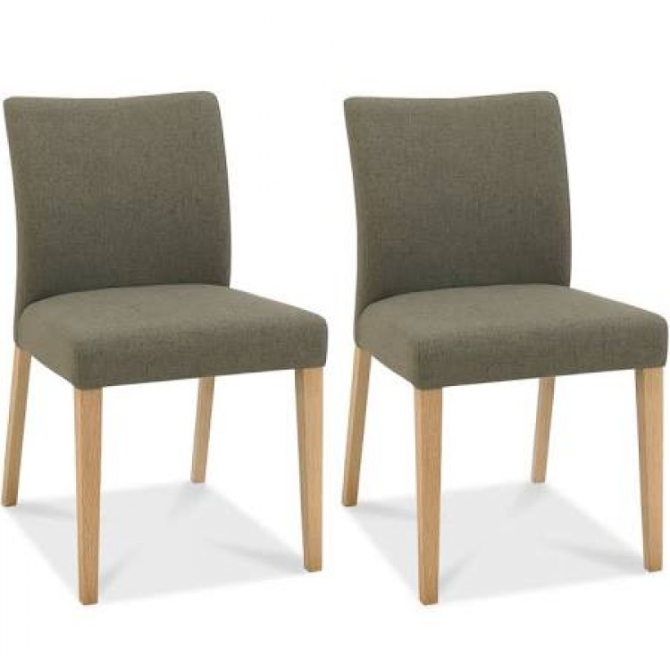 Bentley Designs Bergen Oak & Black Gold Upholstered Chair (Pair)