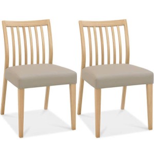 Bentley Designs Bergen Oak & Grey Leather Low Slat Back Chair (Pair) Bentley Designs Bergen Oak & Grey Leather Low Slat Back Chair (Pair)