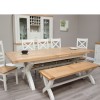 Deluxe Solid Oak Grey Painted Furniture Cross Leg Dining Table 200-280cm