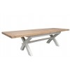 Deluxe Solid Oak Grey Painted Furniture Cross Leg Dining Table 200-280cm