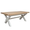 Deluxe Solid Oak Grey Painted Furniture Cross Leg Dining Table 200-280cm