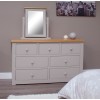 Diamond Oak Top Grey Painted Furniture 7 Drawer Chest