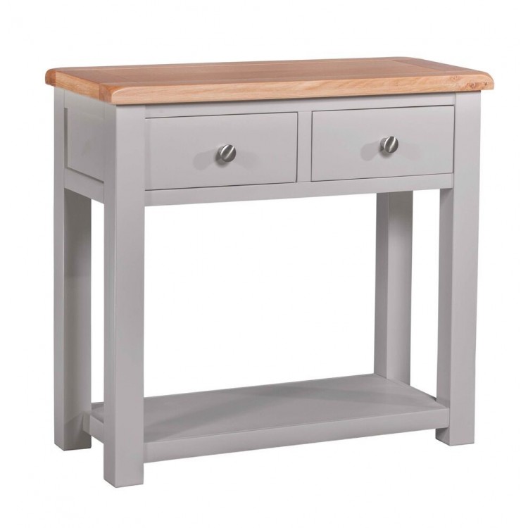 Diamond Oak Top Grey Painted Furniture Hall Table With Shelf