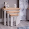 Diamond Oak Top Grey Painted Furniture Nest of Tables