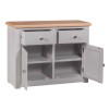 Diamond Oak Top Grey Painted Furniture 2 Drawer 2 Door Sideboard