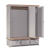 Diamond Oak Top Grey Painted Furniture Triple Wardrobe