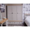 Diamond Oak Top Grey Painted Furniture Triple Wardrobe