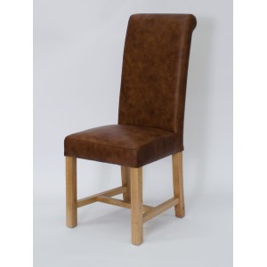 Homestyle Opus Oak Furniture Henley Mocha Leather Dining Chair (Pair)