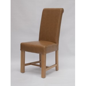 Trend Solid Oak Furniture Louisa Bycast Tan Leather Dining Chair Pair Trend Solid Oak Furniture Louisa Bycast Tan Leather Dining Chair Pair
