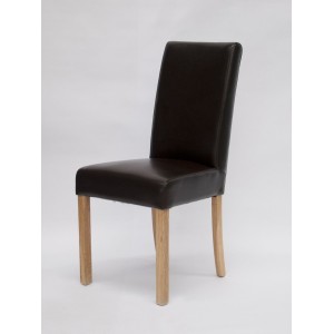 Deluxe Solid Oak Marianna Brown Leather Dining Chair (Pair) Deluxe Solid Oak Marianna Brown Leather Dining Chair (Pair)