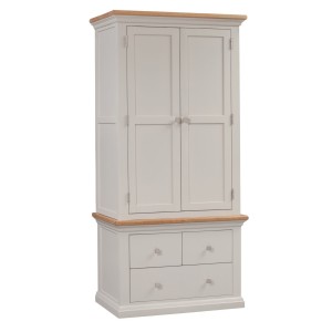 Cotswold Solid Oak Cream Painted Furniture 2 Door Gent's Double Wardrobe Cotswold Solid Oak Cream Painted Furniture 2 Door Gent's Double Wardrobe