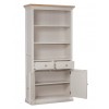 Cotswold Solid Oak Cream Painted Furniture Large 2 Shelf Bookcase