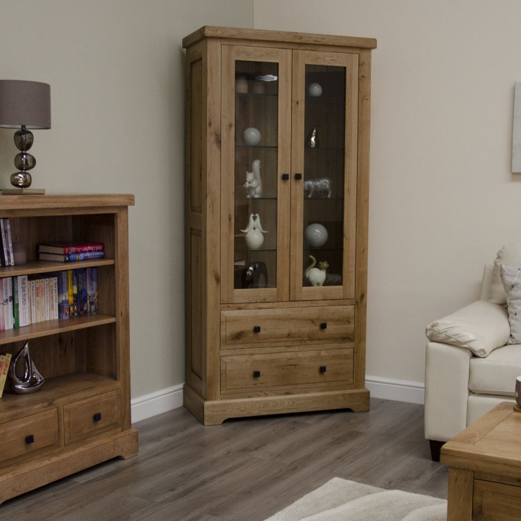 Deluxe Solid Oak Furniture Glass Display Cabinet