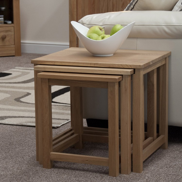 Lyon Solid Oak Furniture Nest of Tables