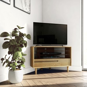 Scandic Solid Oak Furniture Corner TV Unit Scandic Solid Oak Furniture Corner TV Unit