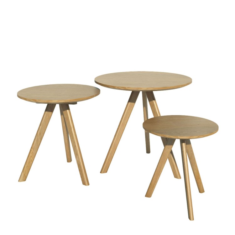 Scandic Solid Oak Furniture RoundNest of Tables