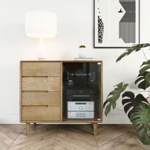 Scandic Solid Oak Furniture Small Glazed Chest Scandic Solid Oak Furniture Small Glazed Chest