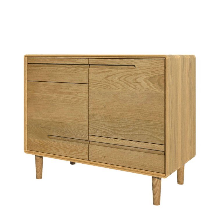 Scandic Solid Oak Furniture 2 Drawer 2 Door Small Sideboard