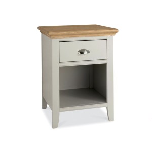 Hampstead Soft Grey & Pale Oak Furniture 1 Drawer Bedside Table Hampstead Soft Grey & Pale Oak Furniture 1 Drawer Bedside Table